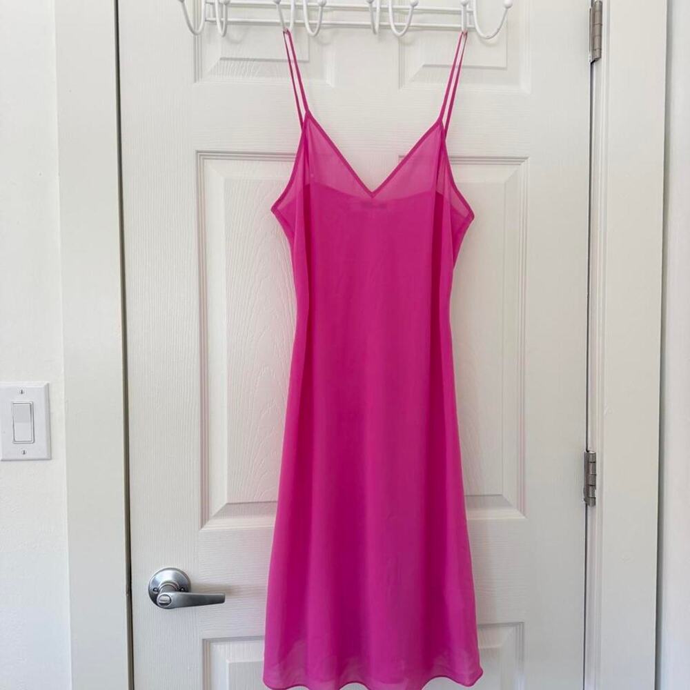 Diane Von Furstenberg Hot Pink Sheer Slip- size 4